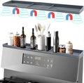 Silicone Magnetic Stove Shelf For Back Of Stove - Over The Stove Shelf, Magnetic Stove Top Shelf, Over The Stove Spice Rack, Oven Shelf For Top Of Stove, Heat Resistant, Includes 6 Extra Plates, Gray