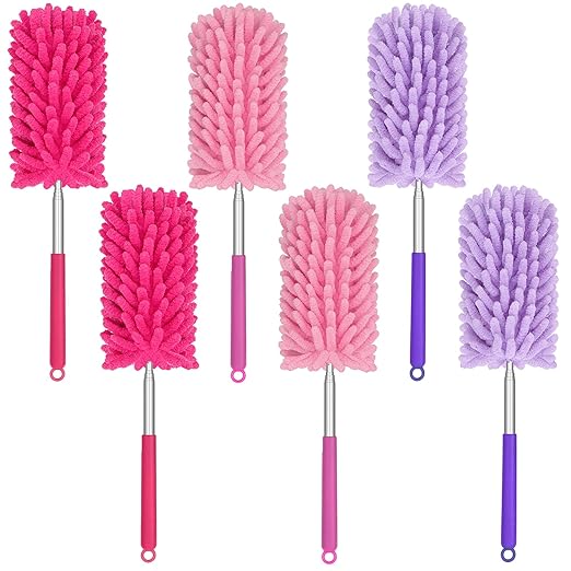 Mini Duster for Cleaning, 360° Bendable Hand Dusters with Extension Pole, Washable Small Duster for Car Interior, Office, Furniture