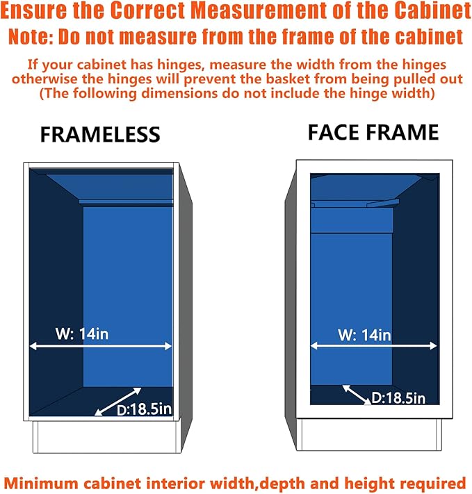 MODCART Pull Out Cabinet Organizer 13½" W x 18" D, Heavy Duty Cabinet Pull Out Shelves, Slide Out Drawers Organization for Kitchen Cabinets Bathroom