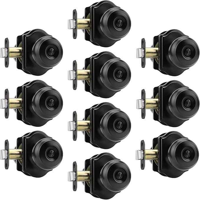 Haidms Black Door Knobs Interior, Privacy Interior Door knobs, Matte Black Indoor Doorknobs for Bedroom or Bathroom (10 Pack)