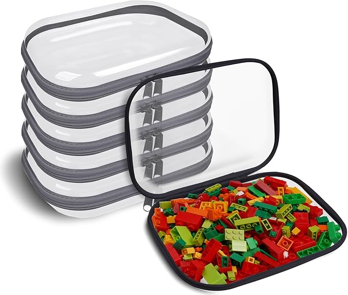 Clear Hard Shell Zipper Case,6PCS Transparent Clear Zipper Pouches,Hard Side Plastic Case Set,Portable Travel Storage Organizer Bins