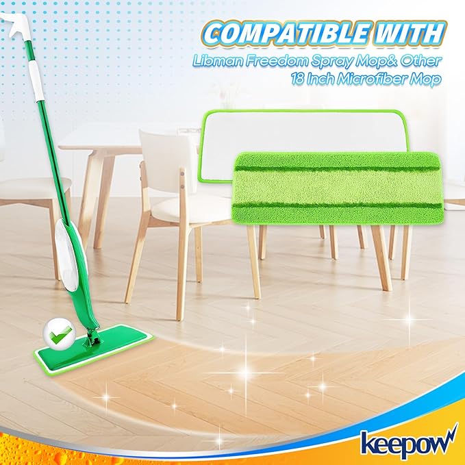 Libman 2 Pack Freedom Spray Mop Pad Refill, 16 in Microfiber Reusable Floor Cleaning Pad for Multi-Layer Floors