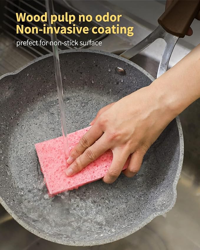 Kitchen Sponges,Heavy Duty Scrub Kitchen Sponge,Clean Tough Messes Without Scratching Sponges Kitchen,Pop Up Eco Sponges DIY White (6 Pack)