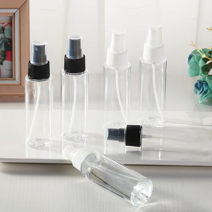 Travel Spray Bottles, 2.7oz/80ml Refillable Clear Plastic Spray Bottle BPA-Free Mini Containers, Small Fine Mist Empty Travel Bottle for Perfume, Water, Cleaner, Alcohol and Skincare Water(6 Pack)