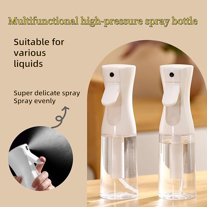 2 Pack Continuous Spray Bottles - Ultra Fine Mist Sprayer | 6.8 OZ Water Spray Bottle for Hair, Cleaning, Plants, Pets, Salons