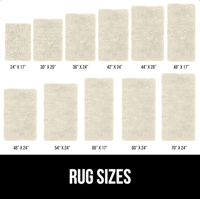 GORILLA GRIP Bath Rug Mat 30x20, Thick Soft Absorbent Chenille, Quick Dry Microfiber Mats, Rubber Backing Washable Shower Floor Rugs, US Designed Bathroom Bathmat Home Decor Accessories, Dusty Cloud