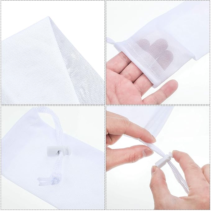 Lint Traps Catcher for Washing Machine Nylon Mesh Lint Traps for Home Laundry Washing Machine Drain Systems Discharge Hoses Filter, 9.4 x 3.1 Inch (12 Pieces)