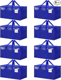 8 Pack Extra Large Heavy Duty Moving Bags, Blue Storage Bins with Lids, Reinforced Handles & Heavy-Duty Zippers Moving Boxes Storage Bags Totes for Clothes Packing, Dorms, College Supplies, Blue