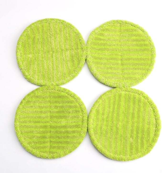 Replacement Mopping Cloth Pads for Electric Mop 16cm Round Green Microfiber Floor Cleaning Cloths Washable and Reusable Mop Head Refills for Hardwood Tile Laminate Marble Effectively (6pcs)
