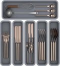 6 Pack Silicone Drawer Organizer for Kitchen, DIY Free Combination Silverware Organizer, Utensil Drawer Organizer, Moisture-proof and Heat-resistant up to 200°C, Anti-slip Design (Grey)