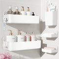 Nieifi Adhesive Wall Shelf, Shower Shelves 5 Pack with Soap Holder, Shower Organizer for Bathroom Organization, White