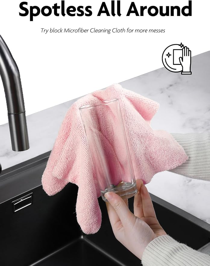 Fantasticlean Microfiber Cleaning Cloth Roll -60 Pack, Tear Away Microfiber Towels, 12" x 12", Reusable, Washable, Scratch Free, Ultra Absorbent Dishcloth for All-Around Cleaning (Pink & Lavender)