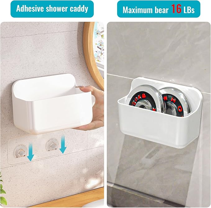 CGBE 2 Packs Cabinet Door Organizer, Acrylic Adhesive Shelf Wall Mounted Storage, Self Adhesive Shower Shelves Without Drilling, Automatic Draining Clear Shower Organizer for Bathroom