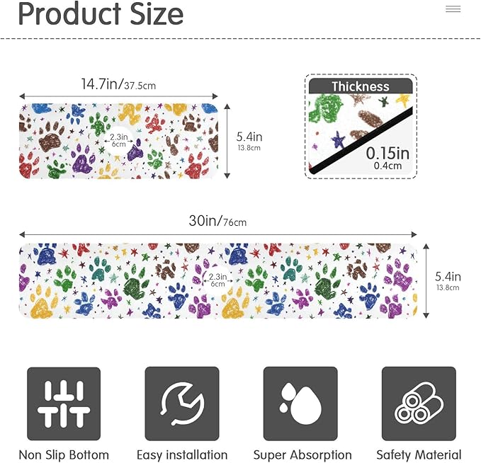 Kitchen Sink Splash Guard 1 PC 14.7 Inch Sink Faucet Mat Splash Guard for Bathroom Countertop Water Absorbent Foldable Cuttable Soft Washable Paw Prints and Stars