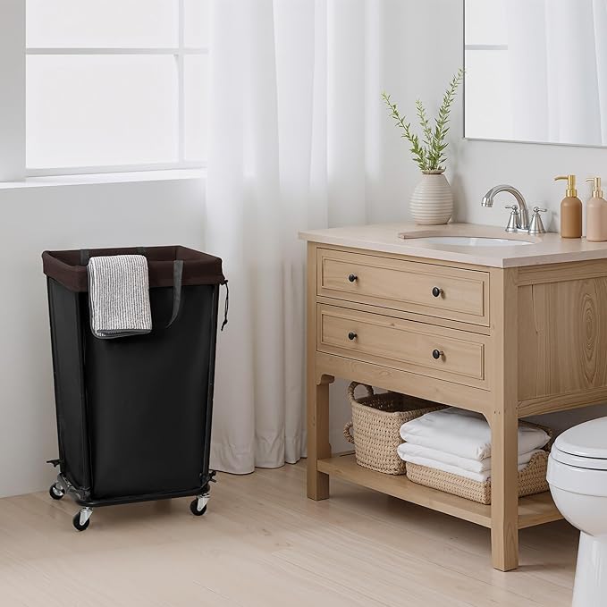 GRANNY SAYS 160L Rolling Laundry Basket, Laundry Hamper with Wheels, Large Laundry Cart with Removable Bag, Clothes Organization and Storage for Laundry Room, Bathroom, Bedroom, Black