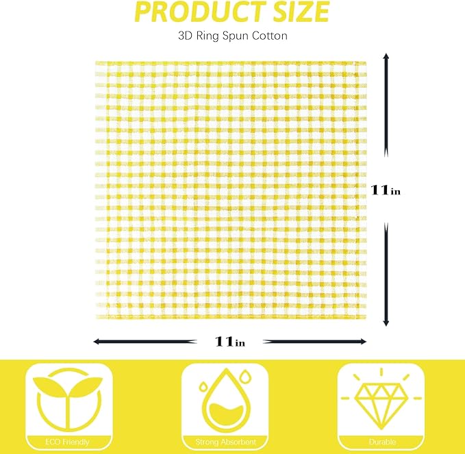 Nialnant 8 Pcs Kitchen Dish Rags,100% Cotton Kitchen Towels Soft Absorbent Quick Drying Dish Cloths for Washing Dishes,Cleaning rags-11 x 11In Yellow