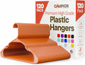 Plastic Clothes Hangers – Heavy Duty Hanger Set, for Organizing Clothes, Dresses, and Coat, Holds Up to 5 lbs, Space-Saving Hangers with Non-Slip Shoulder Grooves, Pack of 120, Orange