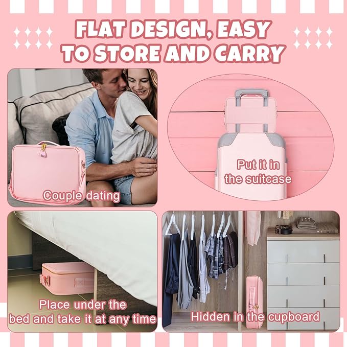 Eccliy Discreet Lockable Adult Toy Storage Box Organizer Container Reusable Flat Toy Organizer Case Lock Box For Women And Men Adult Tools For Couples In Bed 14.6 x 10.2 x 4.3 Inches(black)