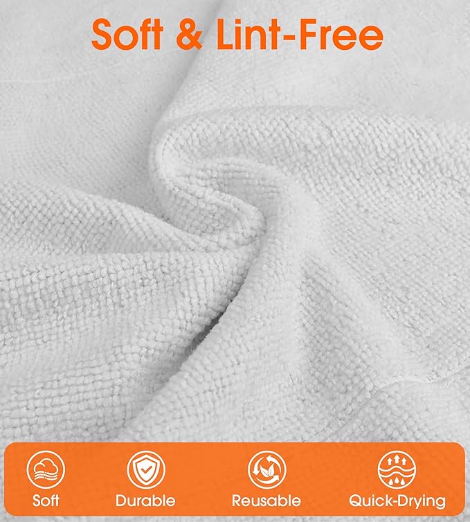 CHAUNCEY HOME Microfiber Cleaning Cloth Roll - 100 Pack Tear Away Microfiber Paper Towels, Reusable, Washable, Scratch-Free, Kitchen Towels for Car, Home, Kitchen, Glass, Dishes (Light Grey)