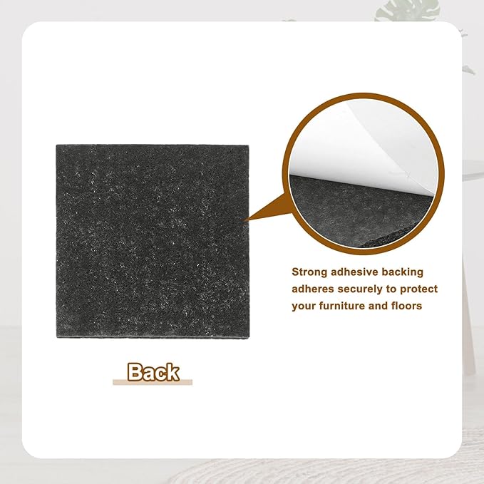 uxcell Felt Furniture Pads, 4Pcs 3.54" x 3.54" Adhesive Backed Felt Non-Slip Anti-Scratch Chair Leg Protectors for Protecting Hardwood Floor, Black