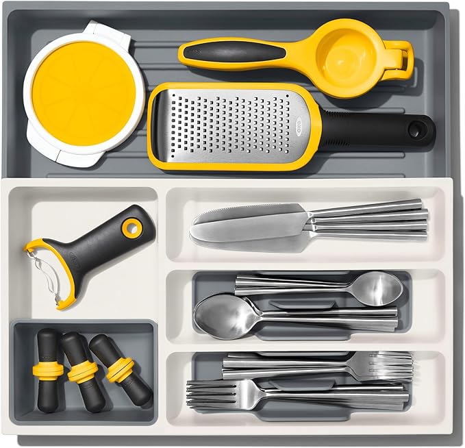 OXO Good Grips Kitchen Drawer, Expandable Utensil Organizer, White