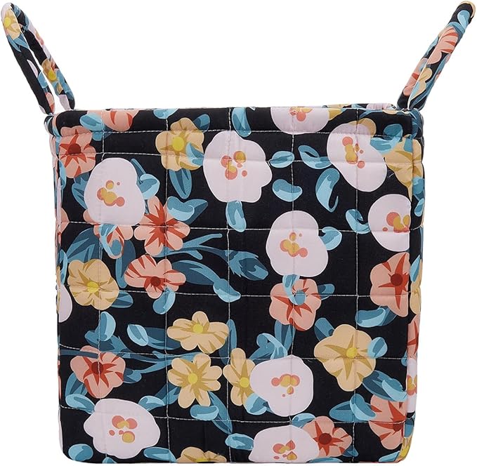 Boho Fabric Storage Basket, Large Capacity Laundry Basket, 12.2'' x 10.23'' x 10.23'' Collapsible Laundry Hamper with Easy Carry Handles (A Multi-Color 4, L)