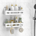 Shower Caddy Adhesive, No Drill Bathroom shower Organizers, with Removable Hooks, Rust Proof Shower Shelves, Self Adhesive Black Bathroom Shelves Basket Home Farmhouse Wall Inside Organization