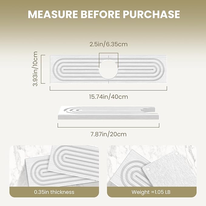 Faucet Mat for Kitchen Sink,Diatomite Fast Drying Stone Sink Tray,Faucet Splash Guard for Bathroom Counter [15.8"x4"],Super Absorbent, Prevents Moisture Buildup