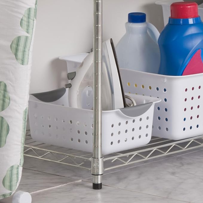 Sterilite 24-Pack Ultra Basket, Open Plastic Bins, Countertop, Cabinet and Closet Organizer, White, Small