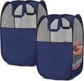 2 pop-up Laundry Hampers，Foldable mesh Laundry Baskets (Each with 2 Reinforced Handles), Blue ……