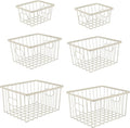 happimess BSK3001C-6SET Camden Vintage Industrial Wire Metal Nesting Storage Baskets for Shelves, Cabinets, Pantry, Countertop, Mesh Open Bin Basket for Organizing Supplies, Almond (Set of 6)
