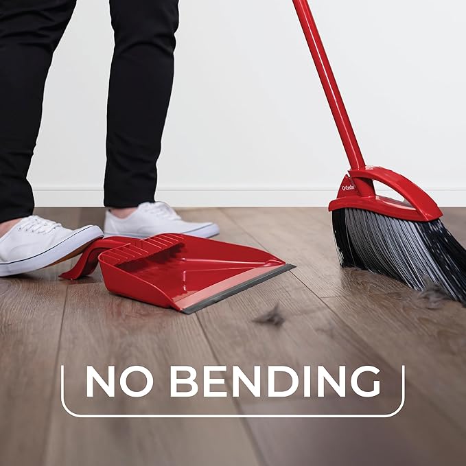 O-Cedar Pet Pro Broom with Step-On Dustpan | Remove 99% with One Sweep | Removes 3 Times More Pet Hair | Quiet Cleaning Tool for Cat and Dog Owners