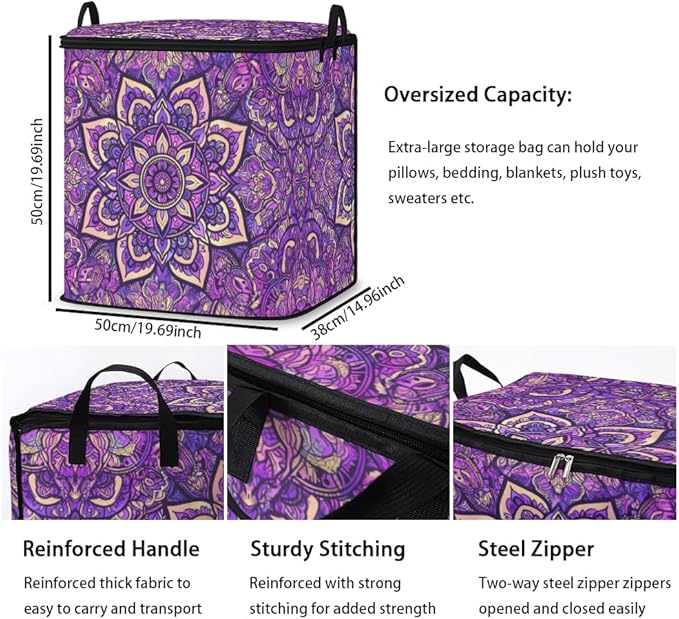 2pcs closet organizers and storage under bed,clothing blanket sweater sheet bedding comforter duvet quilt pillow toy storage bags with lids,dorm room essentials for containers 95L