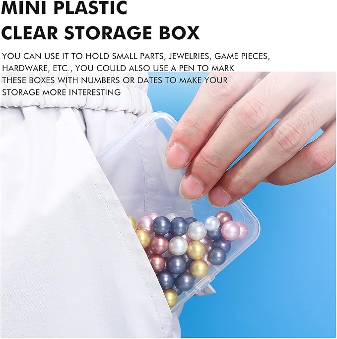6 Pieces Mini Plastic Clear Beads Storage Containers Box for Collecting Small Items, Beads, Jewelry, Business Cards, Game Pieces, Crafts (3.3 x 3.3 x 1.1 Inch)