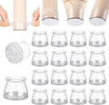 Aneaseit Chair Leg Floor Protectors - 16 pcs Crystal Clear - Felt Bottom Silicone Pads for Hardwood Floors & Furniture Feet - Rubber Caps for Chairs - Medium