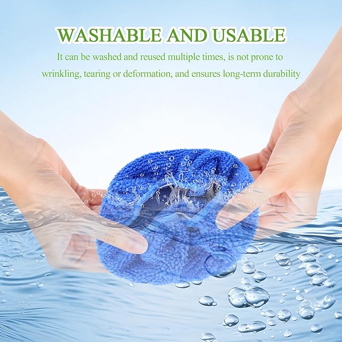 wuyaoyao 12PCS Car Windshield Cleaning Tool Bonnets, Microfiber Cleaning Cloth for Windshield Cleaning Tool, Replaced Car Care Microfiber Windshield Cleaner Cloths Pad, Fits 3" Plate (12PCS)