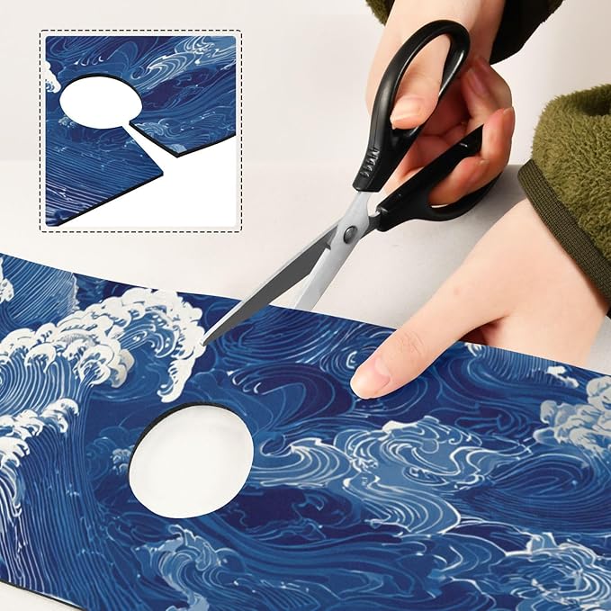 Kitchen Sink Splash Guard 1 PC 30 Inch Sink Faucet Mat Splash Guard for Bathroom Countertop Water Absorbent Foldable Cuttable Soft Washable Blue Ocean Waves