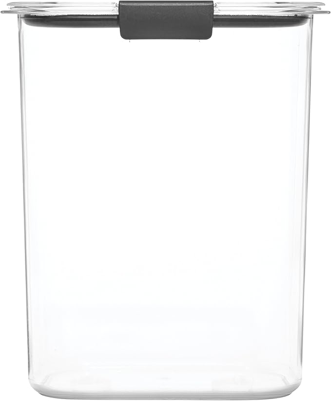 Rubbermaid Brilliance 16-Cup Airtight Food Storage Container with Lid Clear/Grey - optimal for pantry organization flour sugar and food storage