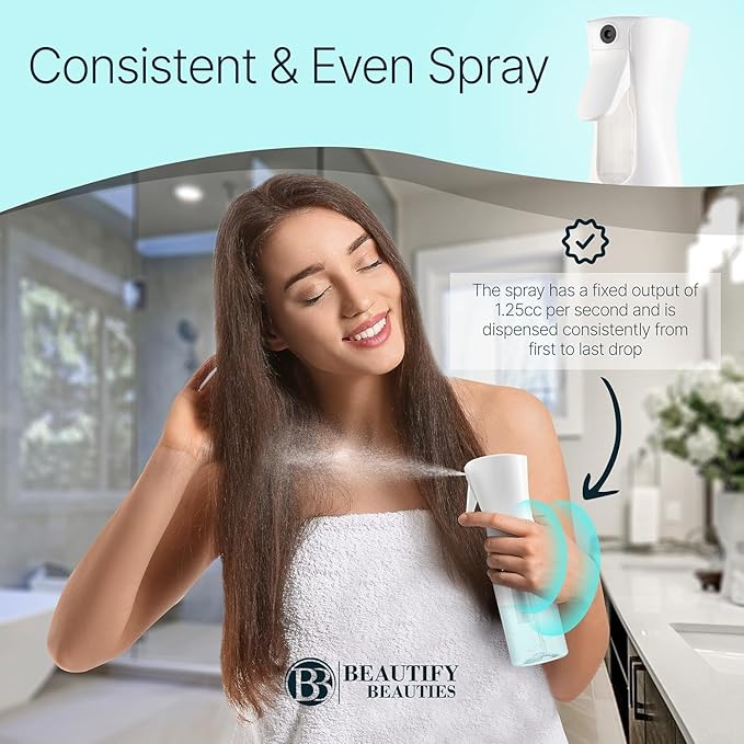 Hair Spray Bottle Continuous Water Mister Spray Bottle Empty Ultra Fine for Styling, Pets, Plants, water for Hair,Skincare, Plant Care, Pet Grooming, Cleaning(10.1 Ounce
