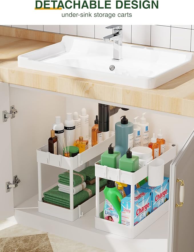 LEHOM Slim Rolling Storage Cart - 4 Tiers Bathroom Organizer Utility Cart Slide Out Storage Shelves Mobile Shelving Unit for Kitchen, Bedroom, Office, Laundry Room, Small Narrow Spaces (7.1" W+White)