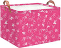 Rectangular Pink Heart Storage Basket,Gift Basket Empty,Heart Print Storage Basket with Handles,Books Box,Room Decor(Pink Hearts)