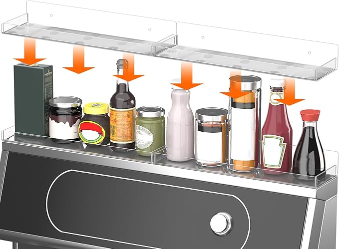 30" Over Stove Shelf for Back of Stove, Acrylic Stove Top Shelf for Kitchen Stove, Floating Shelves for Wall, Space-Saving Spice Rack, Two Mounting Options, Heat-Resistant & Durable