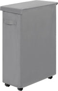 Chrislley Slim Laundry Hamper with Wheels, 45L Narrow Rolling Laundry Basket with Lid, Foldable Dirty Clothes Hamper Portable Skinny Hamper Storage Bins for Dorm, Bedroom (grey)