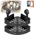 Triangle Suction Cup Shower Caddy,No-Drill Bathroom Corner Shelf with Hooks,Heavy-Duty Strong Hold, ABS and Heightened Design, Corner Shower Caddy Suction Cup for Kitchen and Bathroom (Black*2)