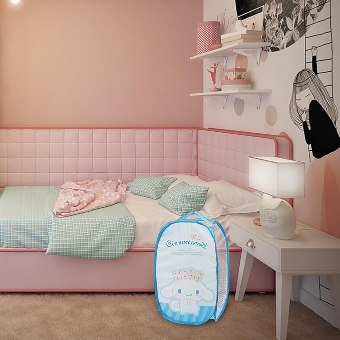 Cute Mesh Popup Laundry Hamper with Carry Handles, Large Capacity Foldable Lightweight Dirty Clothes Basket for Girls Room, Dorm | Travel & Camping