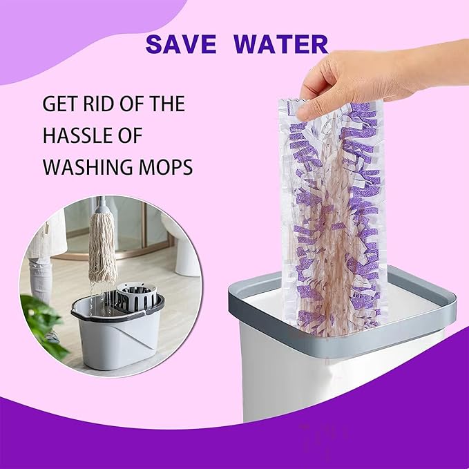 Disposable Mopping Pad Refills Compatible with PowerMop Multi-Surface Mop and PowerMop Wood Mop, Spray Clean Pads Replacement (Purple -25)