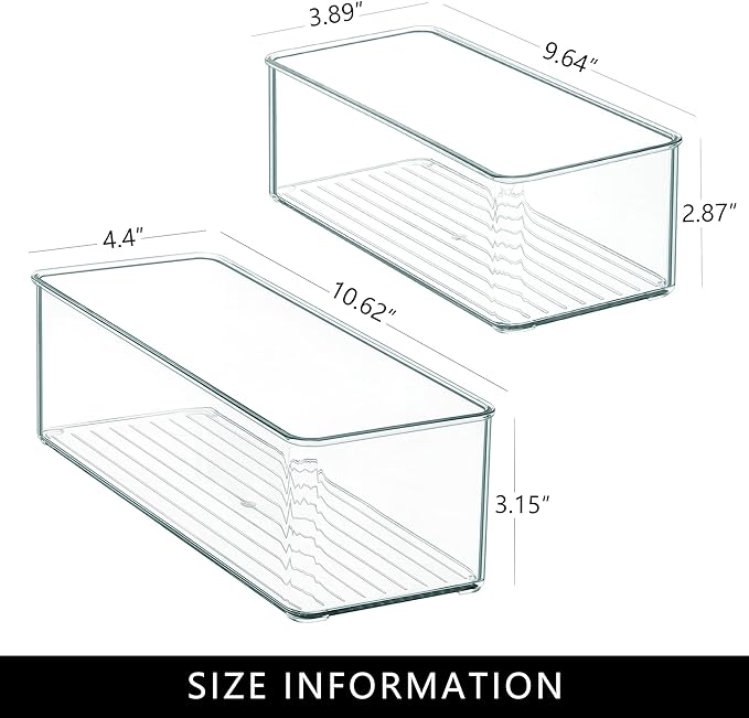 Clear Drawer Organizer Bins 8 Pack Stackable Storage Bins for Cutlery Vanity Bathroom Deep Drawer Organizer Tray for Kitchen Cabinet Closet Counter Refrigerator Organization and Storage