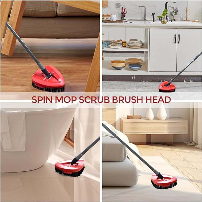 Scrub Brush, 2 Pcs Spin Mop Scrub Brush Head Compatible for EasyWring 1-Tank System, Hard Bristle Cleaning Brush for Bathroom, Kitchen, Tub and Tile