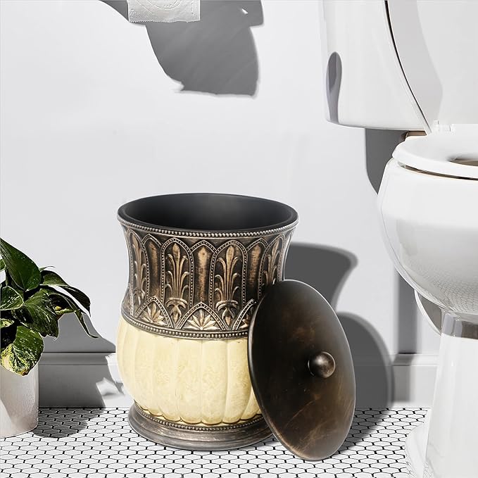 6 Pieces Pumkins Bathroom Accessories Set Including Trash Can, Cup, Toothbrush Holders, Soap Dishes, Soap Dispenser and Toilet Brush, Home Decoration, Retro Style