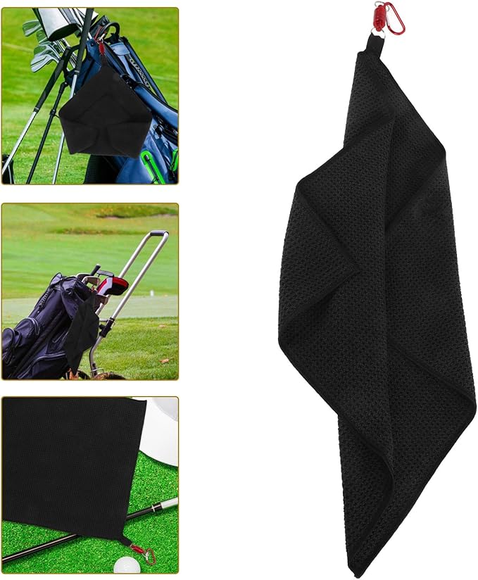 ABOOFAN Magnetic Golf Towel with Clip Microfiber Textured Design Sweat Absorbent Cleaning Cloth for Men and Women Golfing Outdoor Golf Bag Accessory